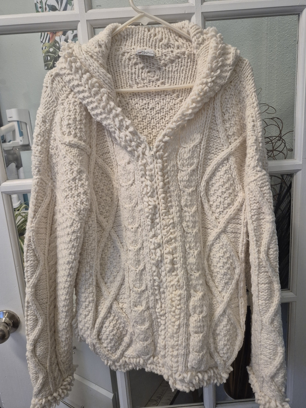 Cream Chunky Cable Knit Hooded Sweater